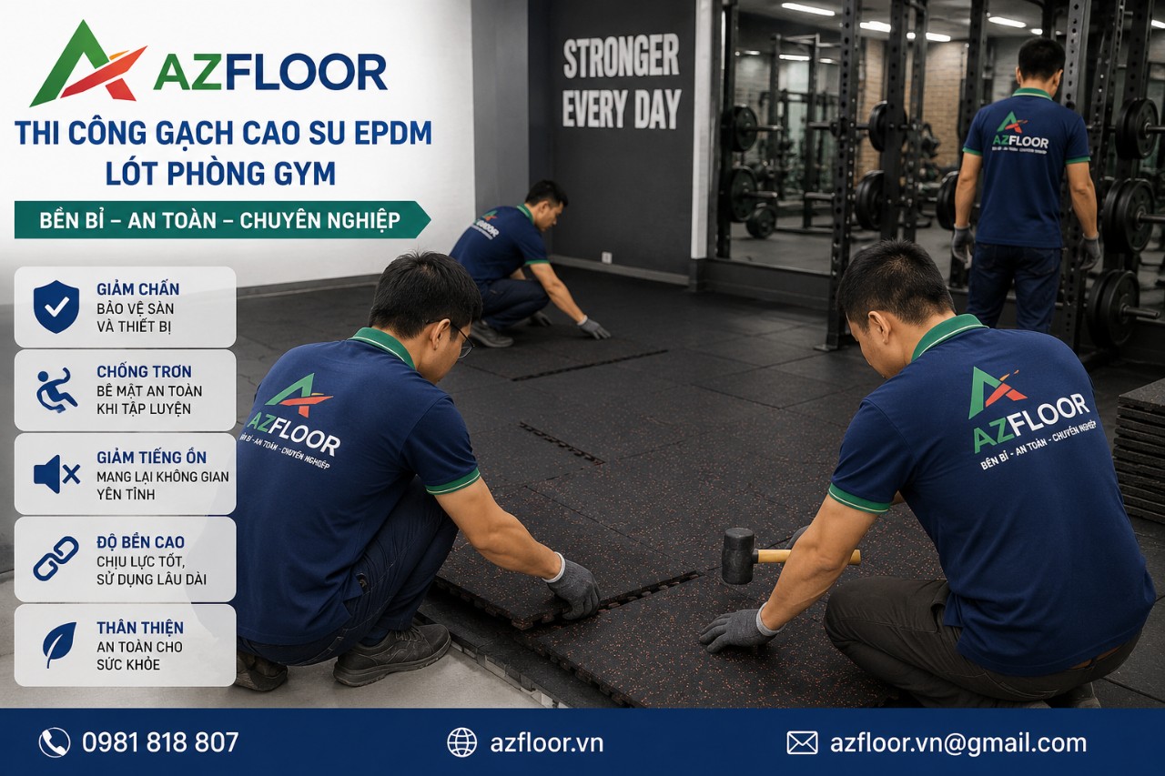 Azfloor lắp đặt gạch cao su 