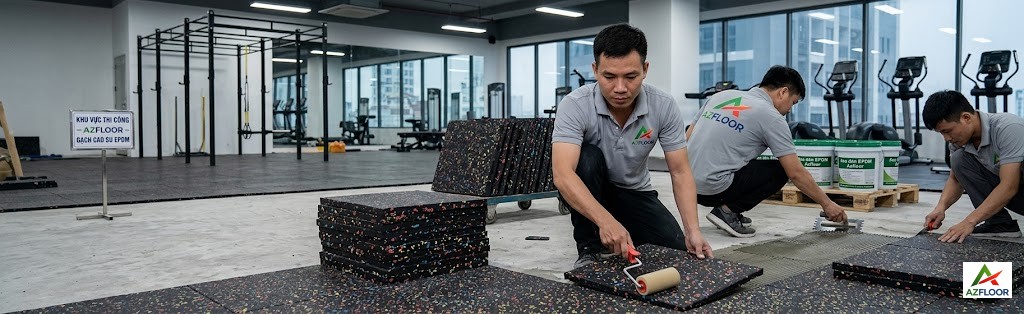 Azfloor thi công gạch cao su 