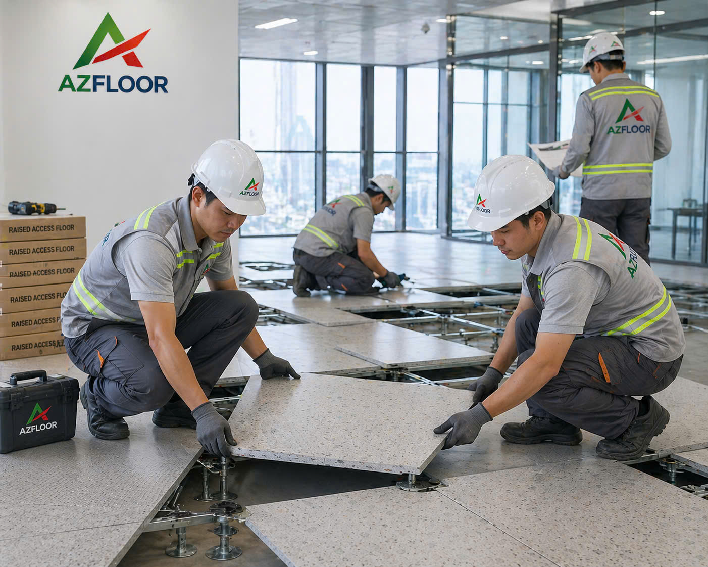 Azfloor thi công sàn nâng raise floor