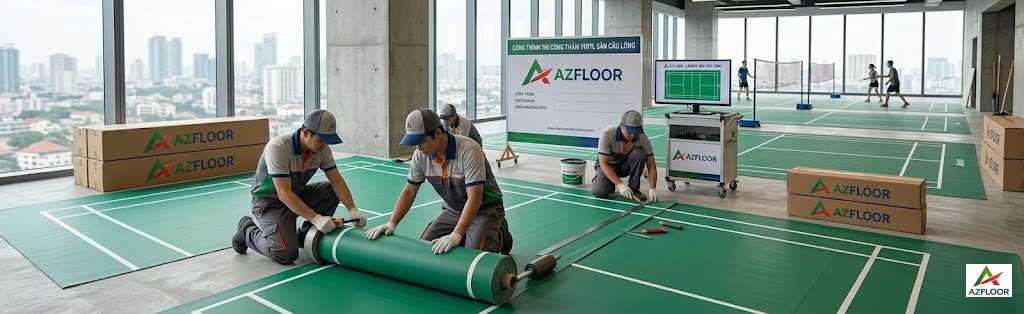 Azfloor thi công sàn thể thao sport cầu lông 