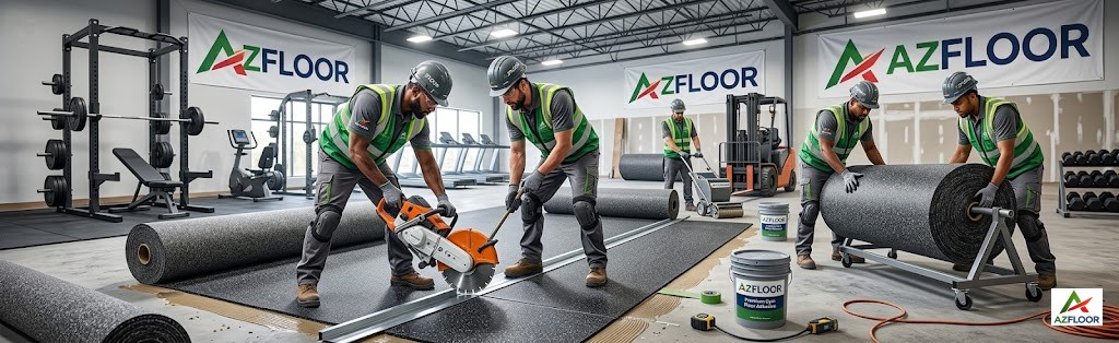 Azfloor thi công thảm cao su cuộn epdm gym