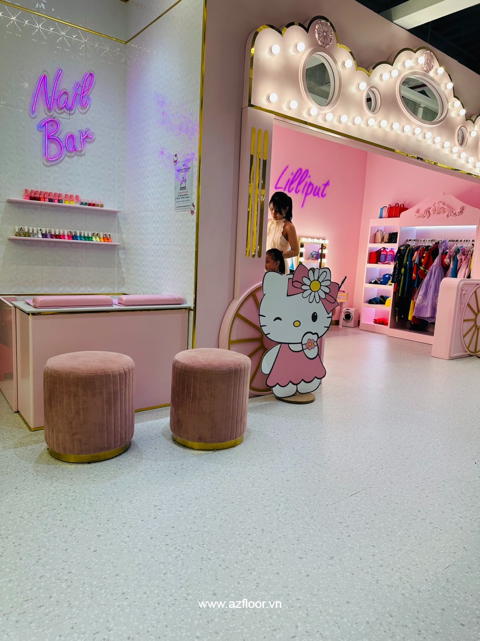 Sàn vinyl dán keo terrazzo công trình Liliput. Ảnh: AZ Floor