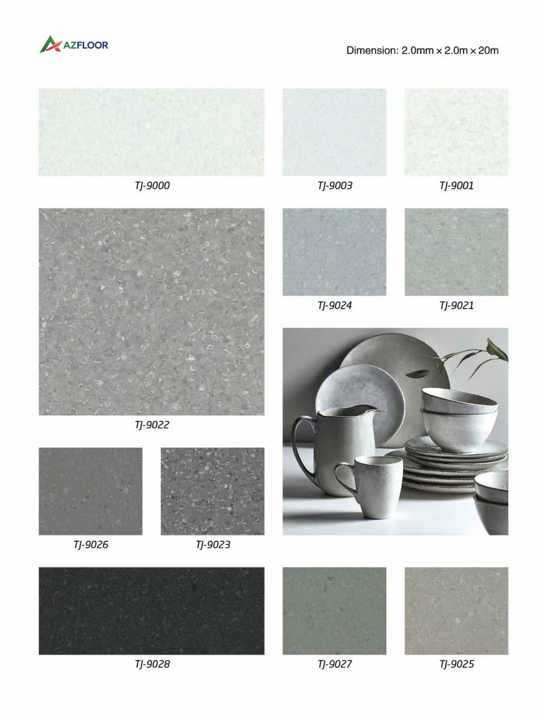 Sàn Vinyl cuộn Roll Azfloor cấp màu sắc xám grey