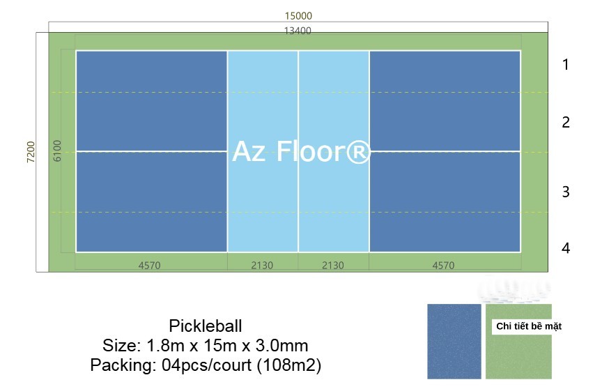 Thảm trải sân pickleball Azfloor
