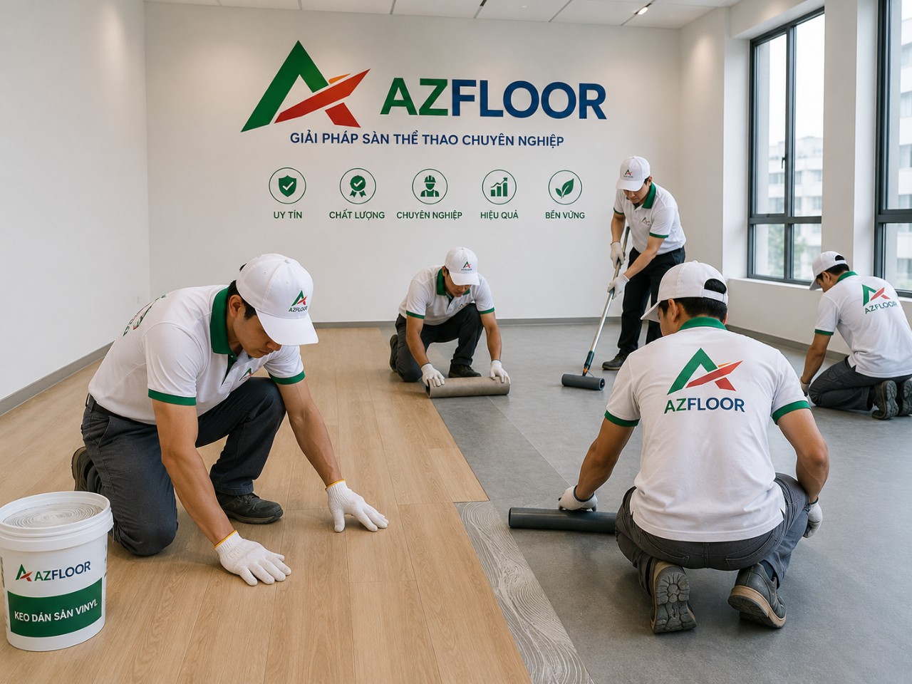 Azfloor thi công sàn nhựa vinyl floor
