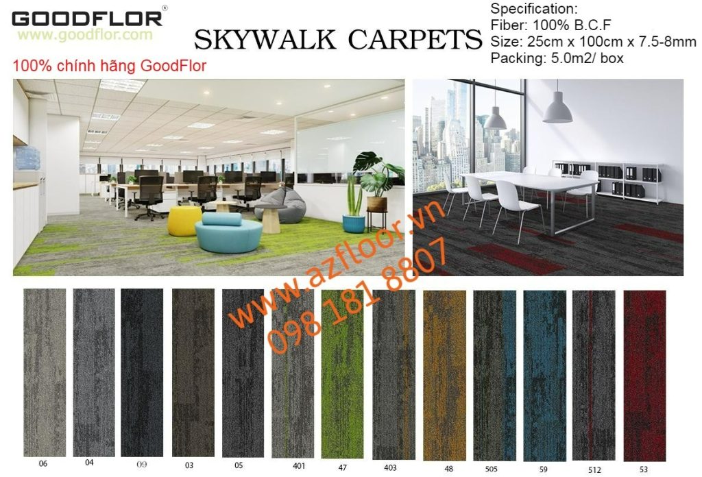 bảng màu thảm skywalk carpet tile 