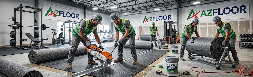 Azfloor thi công thảm sàn cao su lót nền