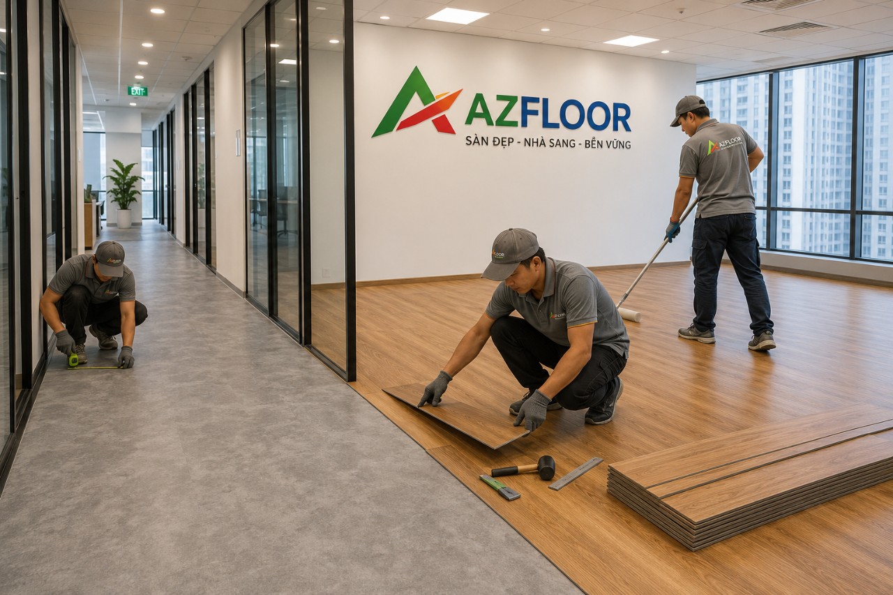 Azfloor thi công sàn nhựa Deluxe 