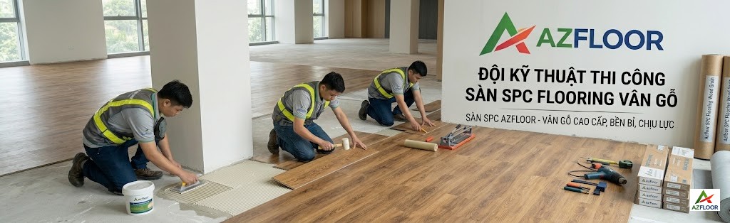 Azfloor thi công ván sàn spc flooring vân gỗ