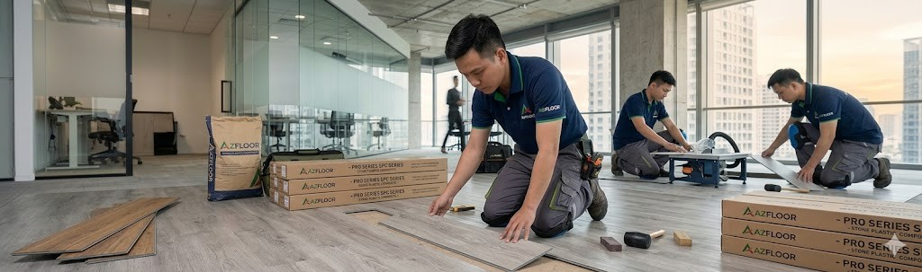 Azfloor thi công sàn SPC flooring