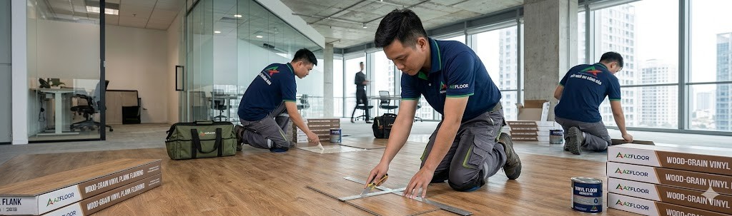 Azfloor thi công sàn vinyl vân gỗ wood