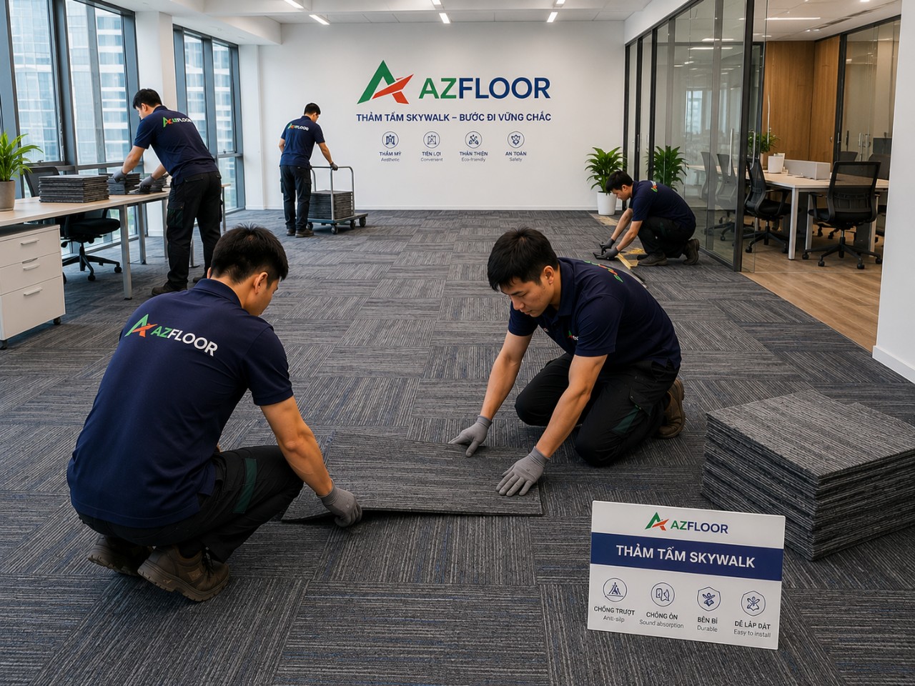 azfloor thi công thảm tấm skywalk