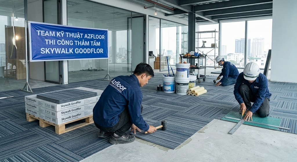 Azfloor thi công thảm trải sàn Skywalk 
