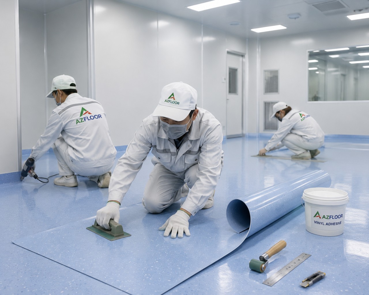 Azfloor thi công sàn vinyl phòng sạch clean room