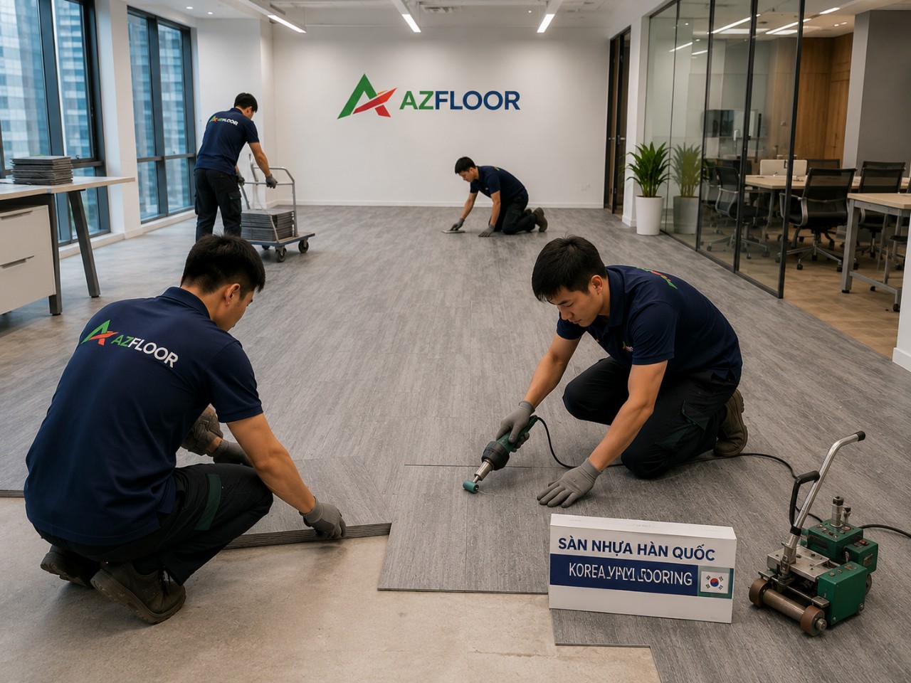 Azfloor thi công sàn nhựa hàn Quốc