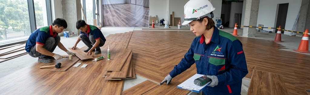 Azfloor thi công sàn nhựa vinyl vân gỗ
