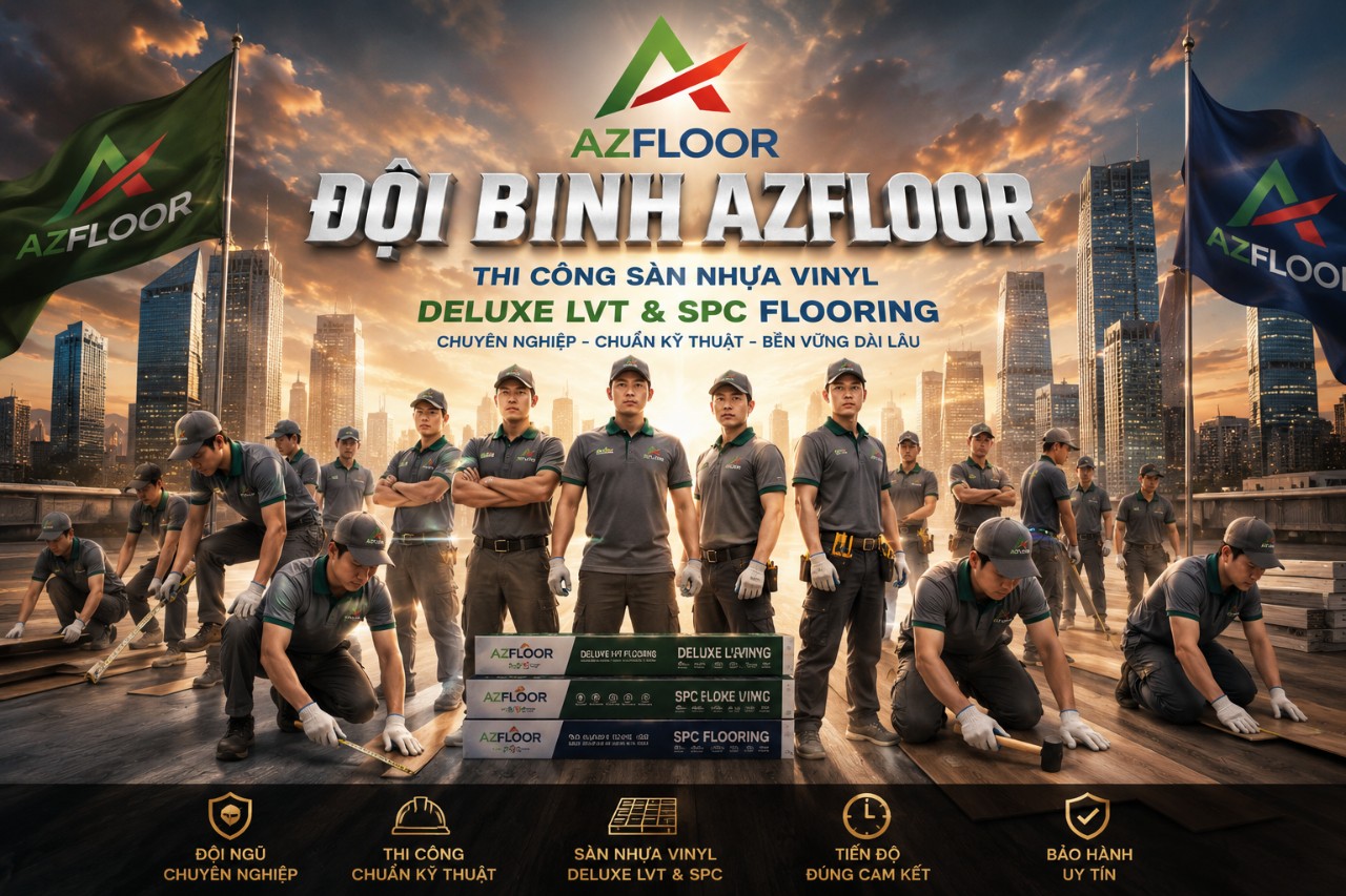 Azfloor thi công sàn nhựa Deluxe 