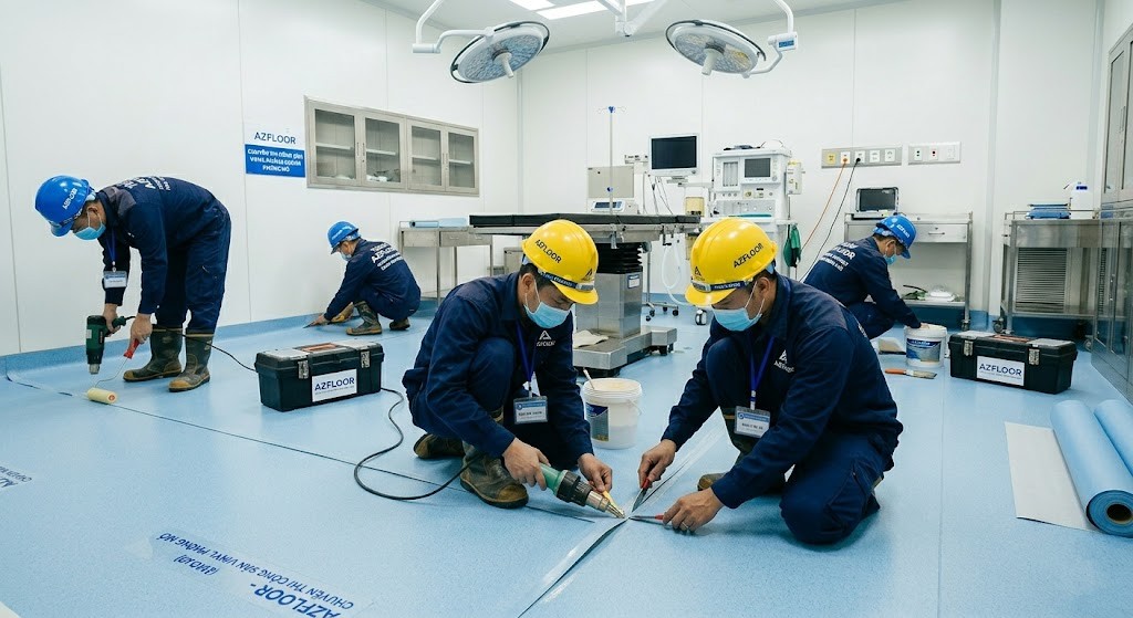 Azfloor thi công sàn vinyl nhiều độ dày khác nhau