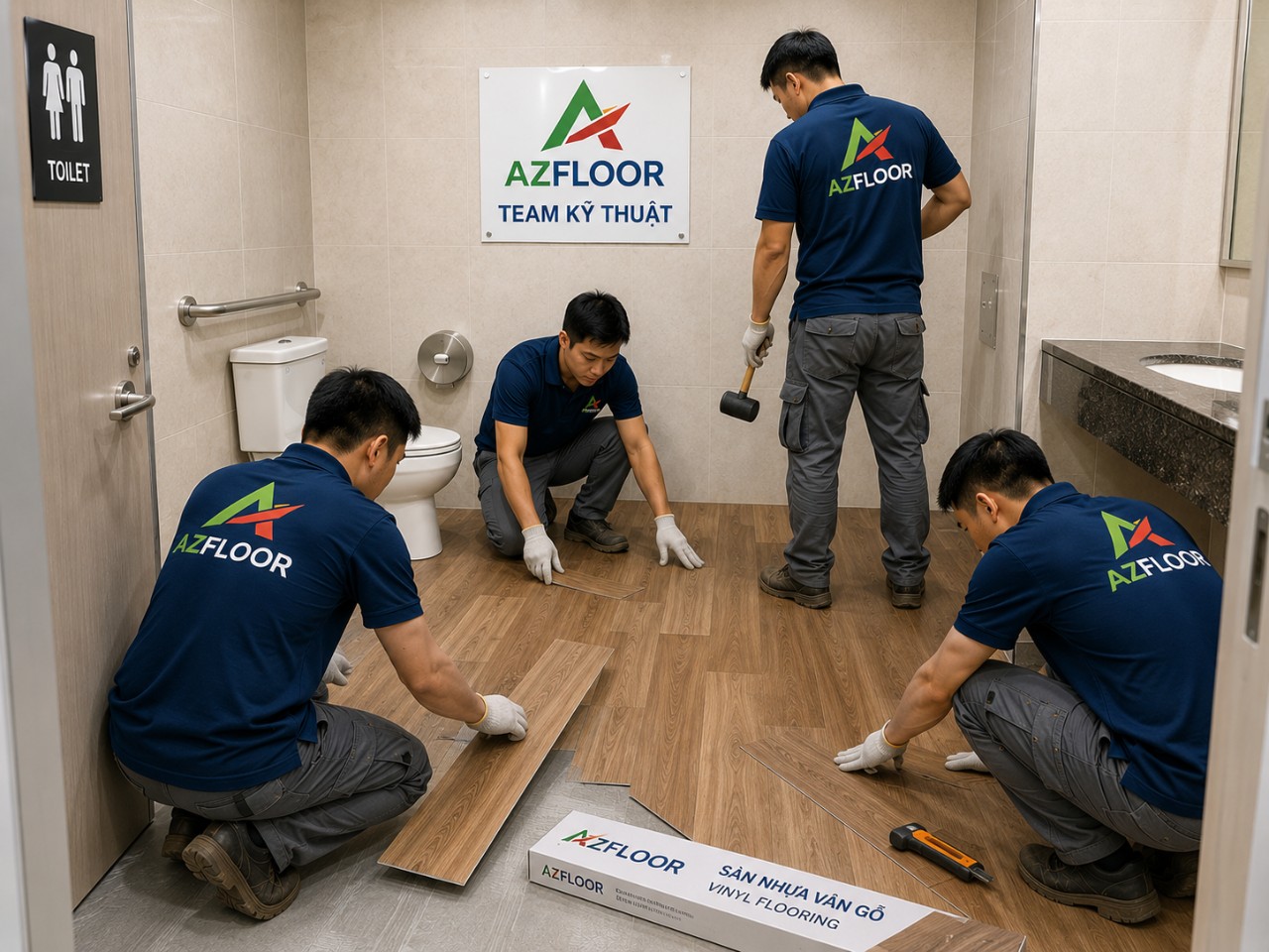 Sàn nhựa vân gỗ Azfloor thi công wood