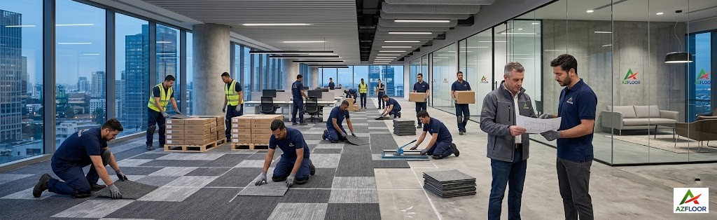 Azfloor lắp đặt thảm văn phòng office 