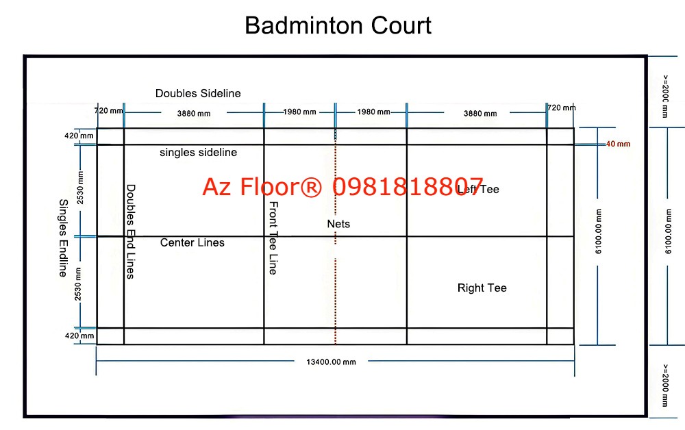 Bản vẽ sân cầu lông badminton court