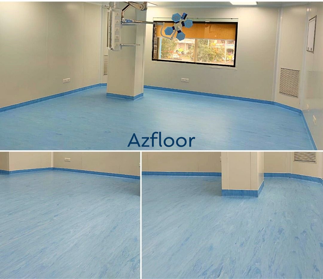sàn kháng khuẩn vinyl màu xanh blue
