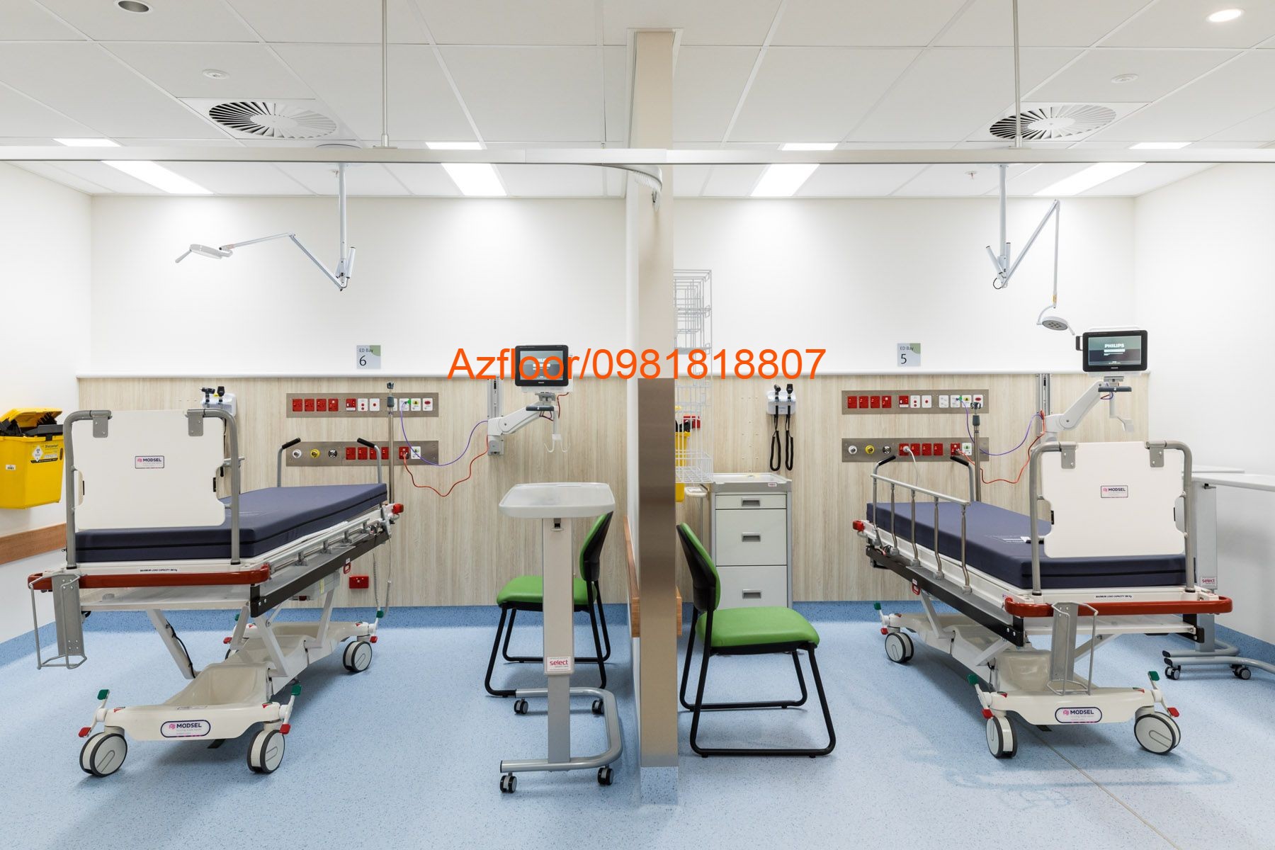 sàn vinyl y tế Azfloor màu xanh blue