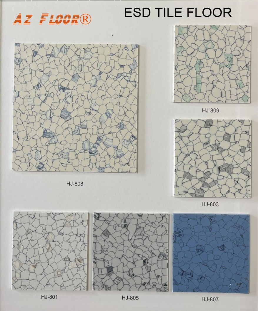 Bảng màu sàn vinyl chống tĩnh điện esd tile Azfloor
