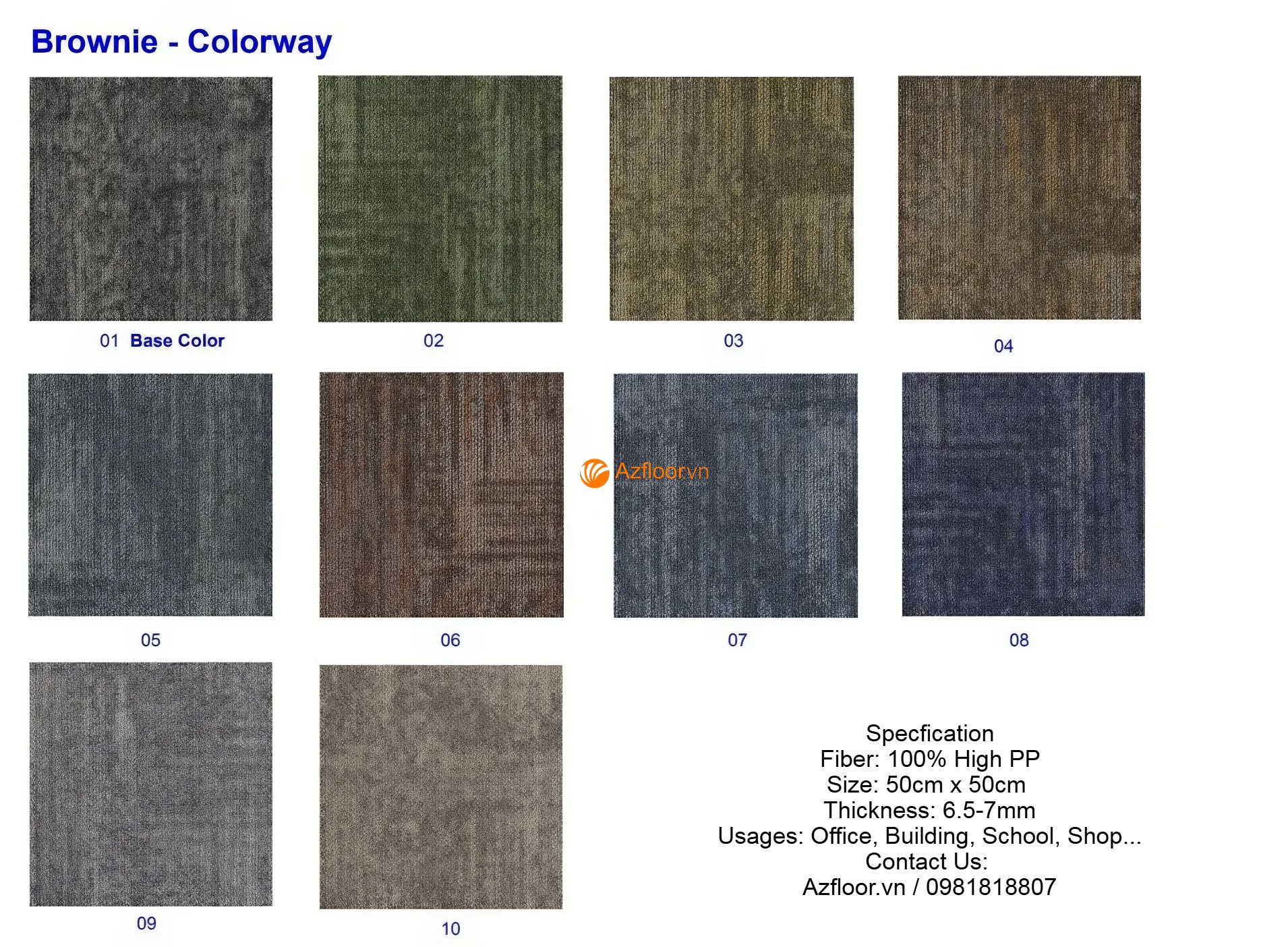 bảng màu thảm sàn brownie