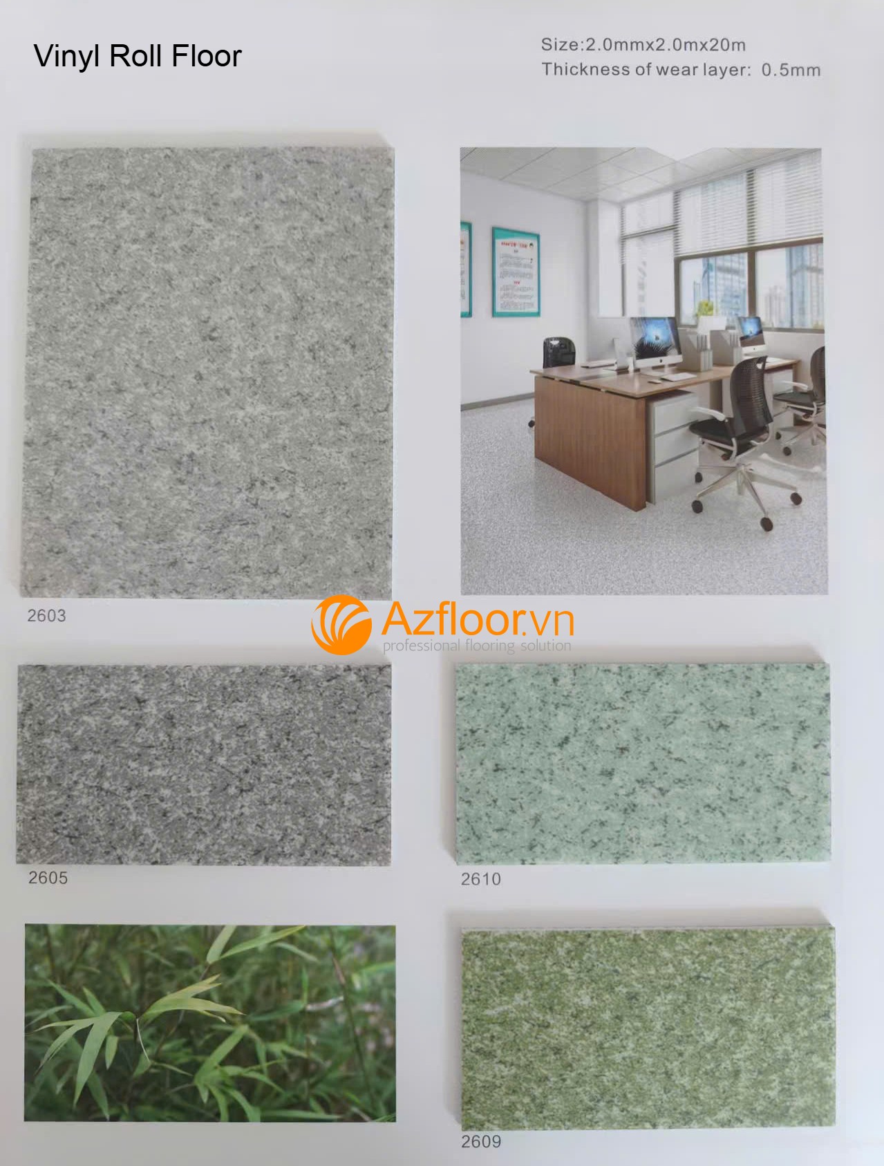 sàn vinyl cuộn xanh lá