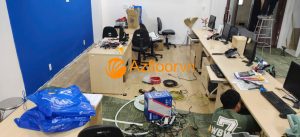 Thi công sàn vinyl ngân hàng Vikki