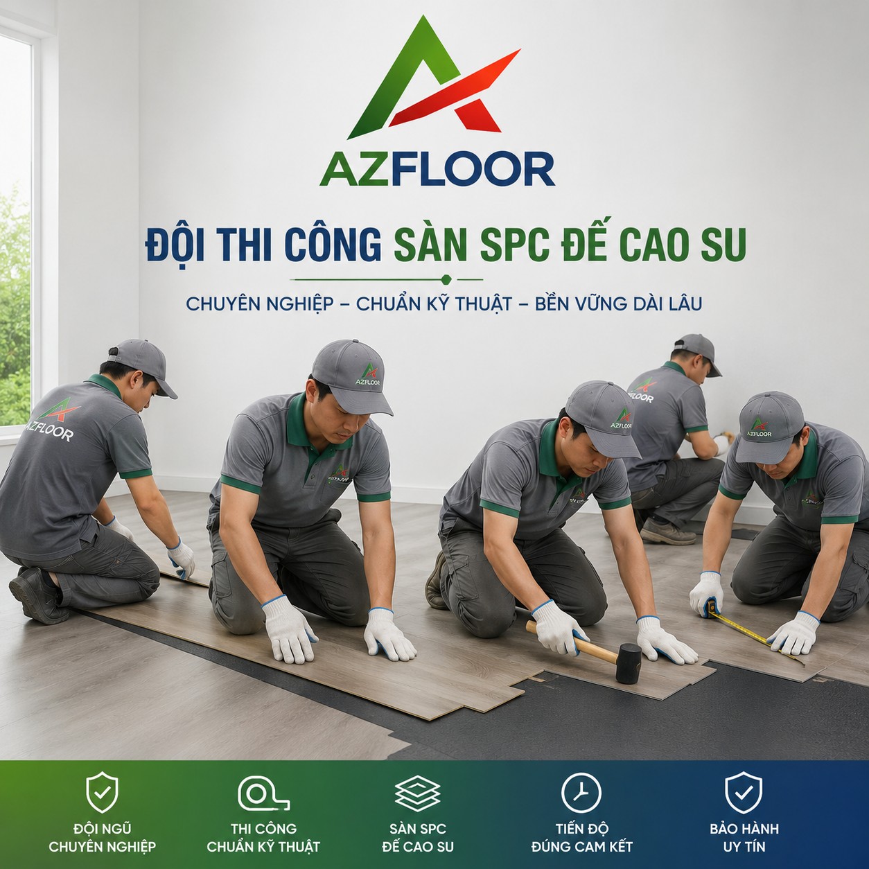 Azfloor thi công sàn hèm khóa spc ixpe