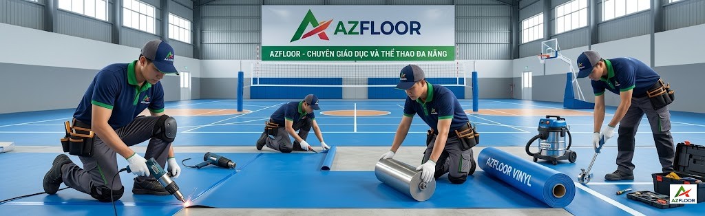 Azfloor lắp đặt thảm thể thao pvc
