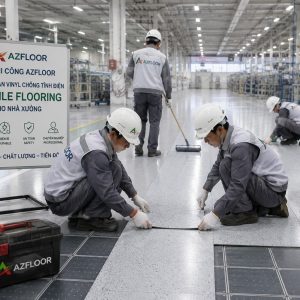 Azfloor thi công sàn vinyl tĩnh điện esd tile