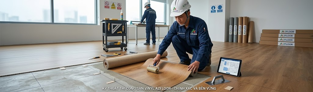 Azfloor thi công sàn vinyl 2026 vân gỗ 