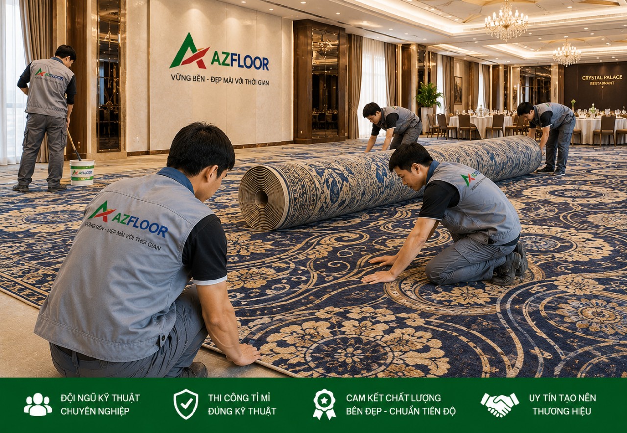 Azfloor thi công thảm cuộn cao cấp 