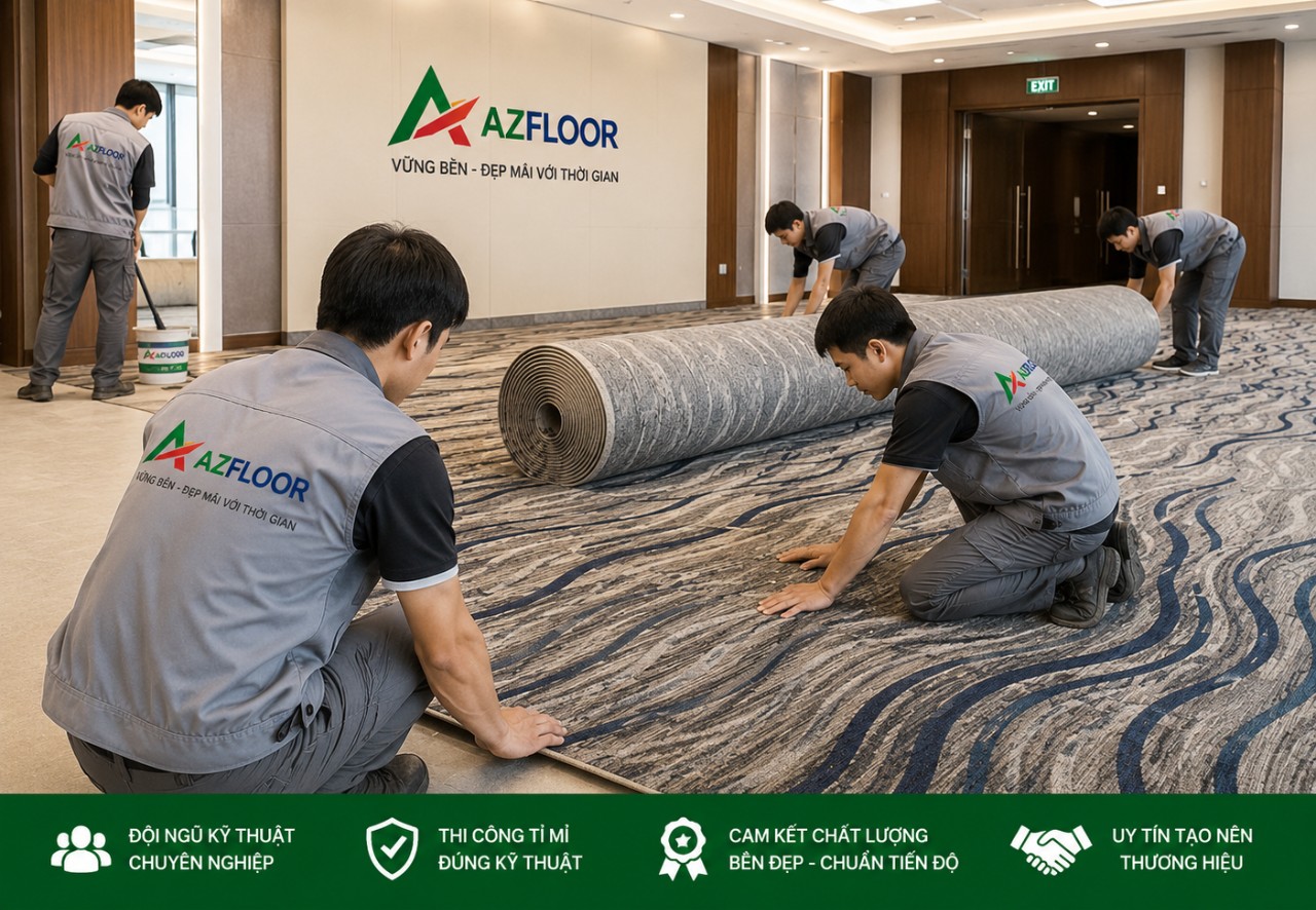 Azfloor thi công thảm cuộn wilton