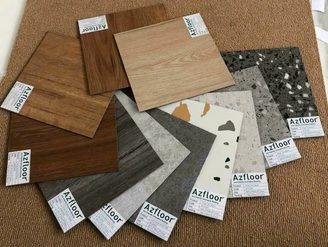 Bảng màu sàn vinyl giả vân gỗ, đá, terrazzo
