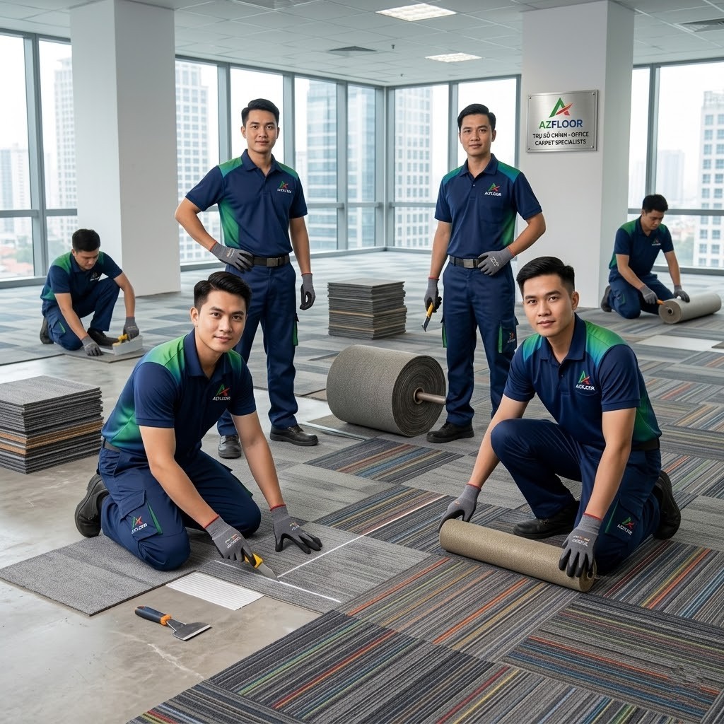 Azfloor thi công thảm tấm giá rẻ 