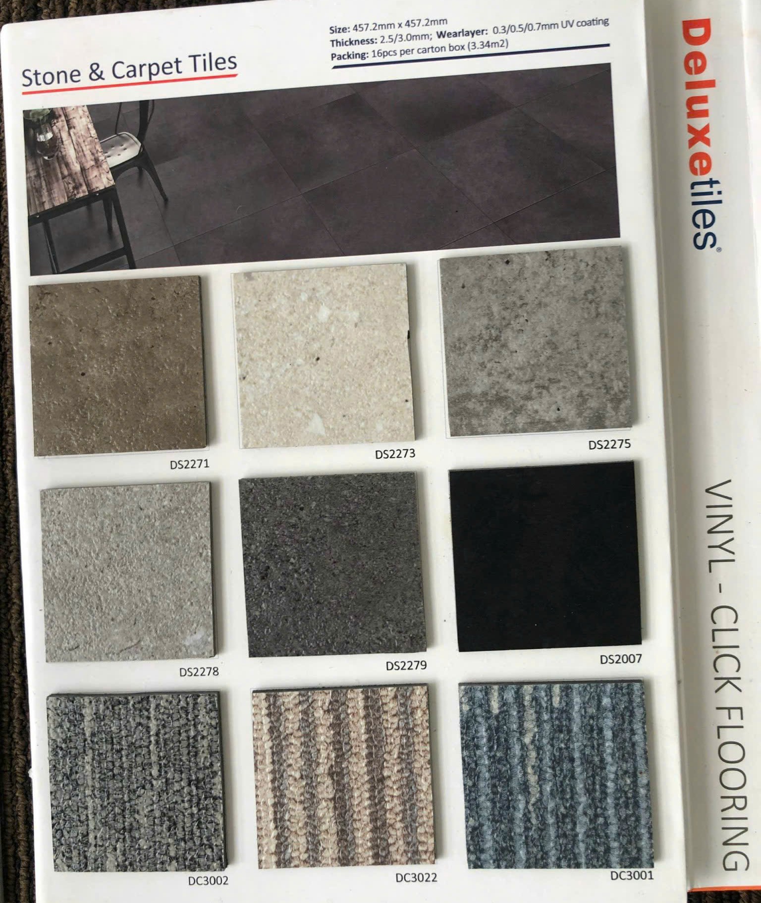 Bảng màu sàn nhựa vinyl Deluxe tile