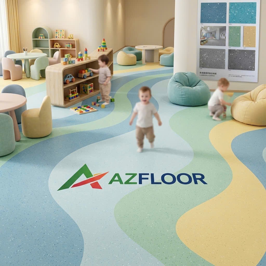 Phối màu sàn vinyl cuộn Azfloor
