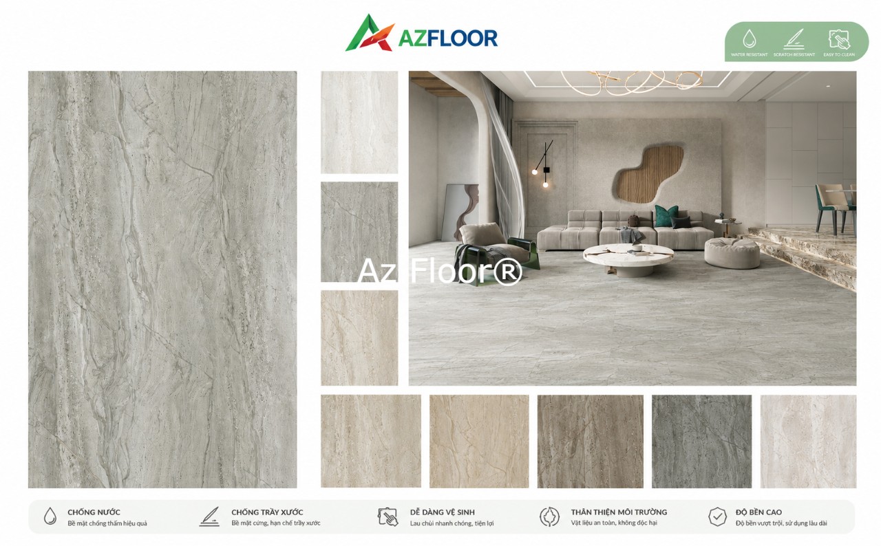 Sàn nhựa Azfloor. Bảng màu vân đá 