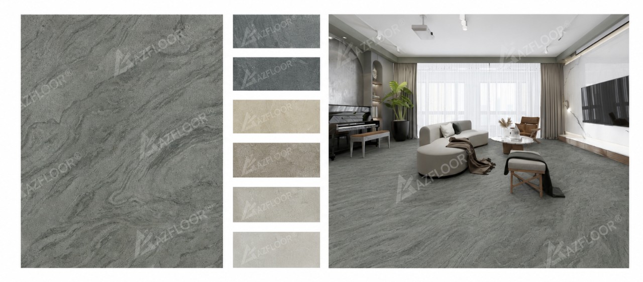 Sàn nhựa vinyl giả đá bê tông Azfloor vân mây