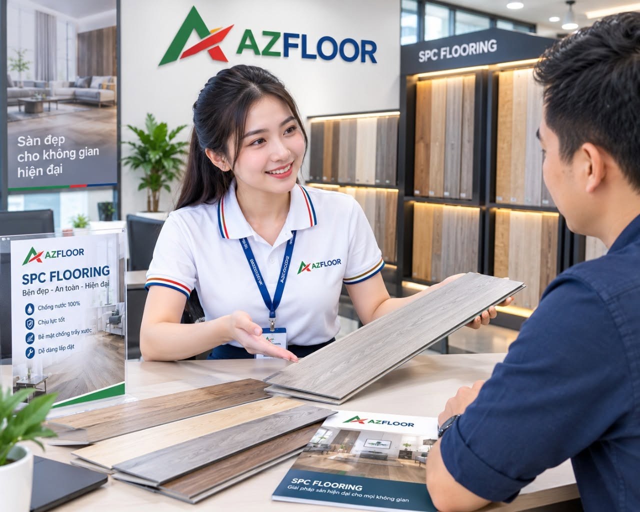 Azfloor tư vấn sàn nhựa giả gỗ phòng khách