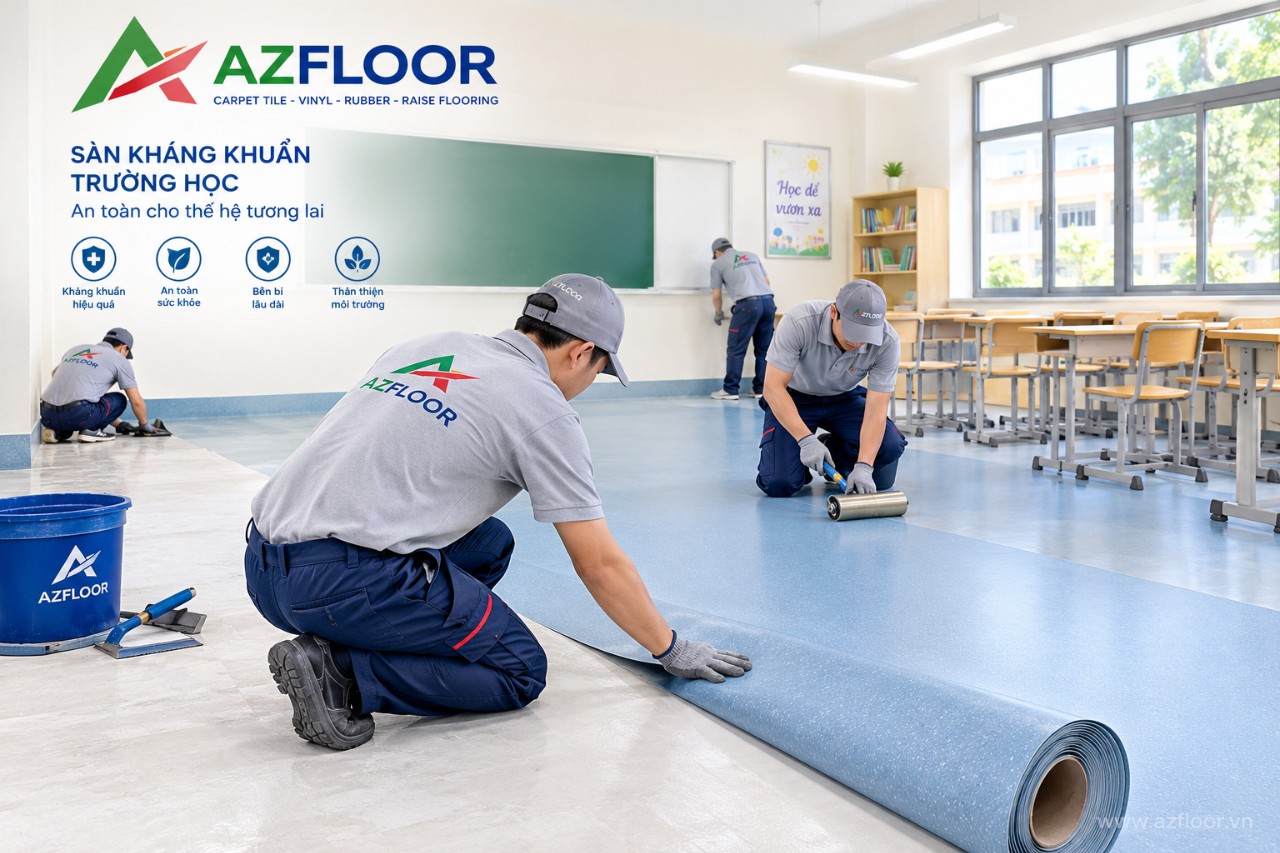 Sàn kháng khuẩn trường học   - Azfloor thi công