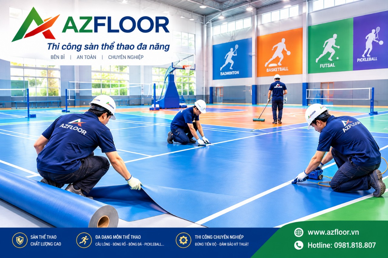 Azfloor thi công Sàn nhựa thể thao 