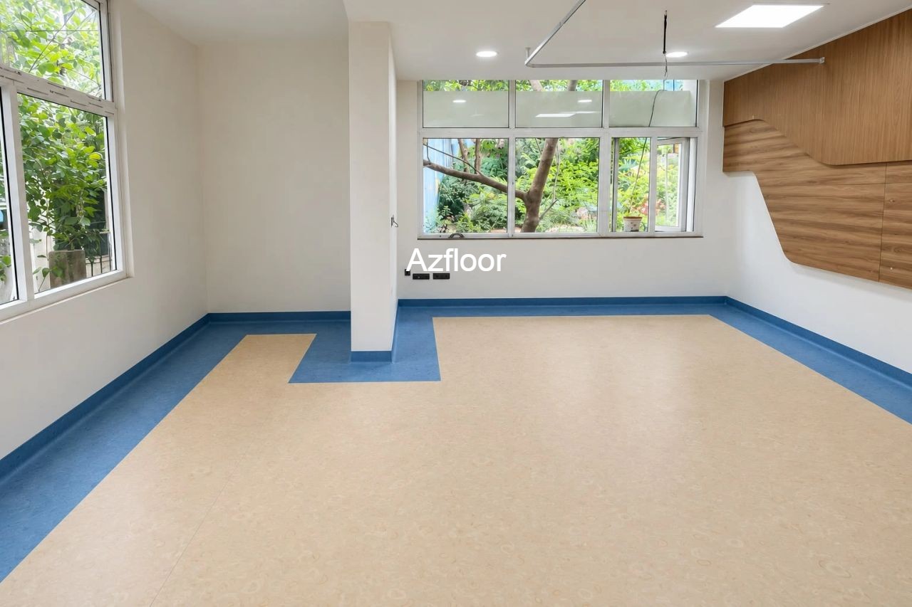 Tấm nhựa trải sàn kháng khuẩn kem blue